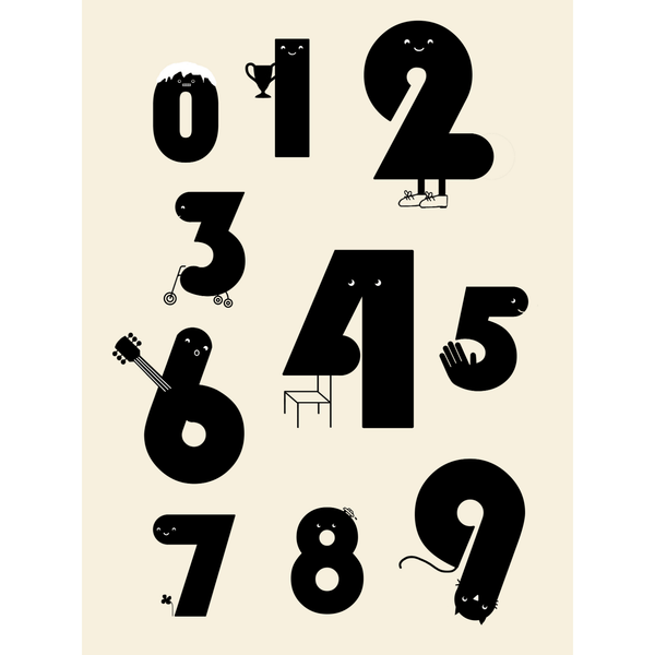 123 Buddies Print - Black